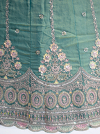 Teal Green Beaded Floral Lehenga with Traditional Embroidery