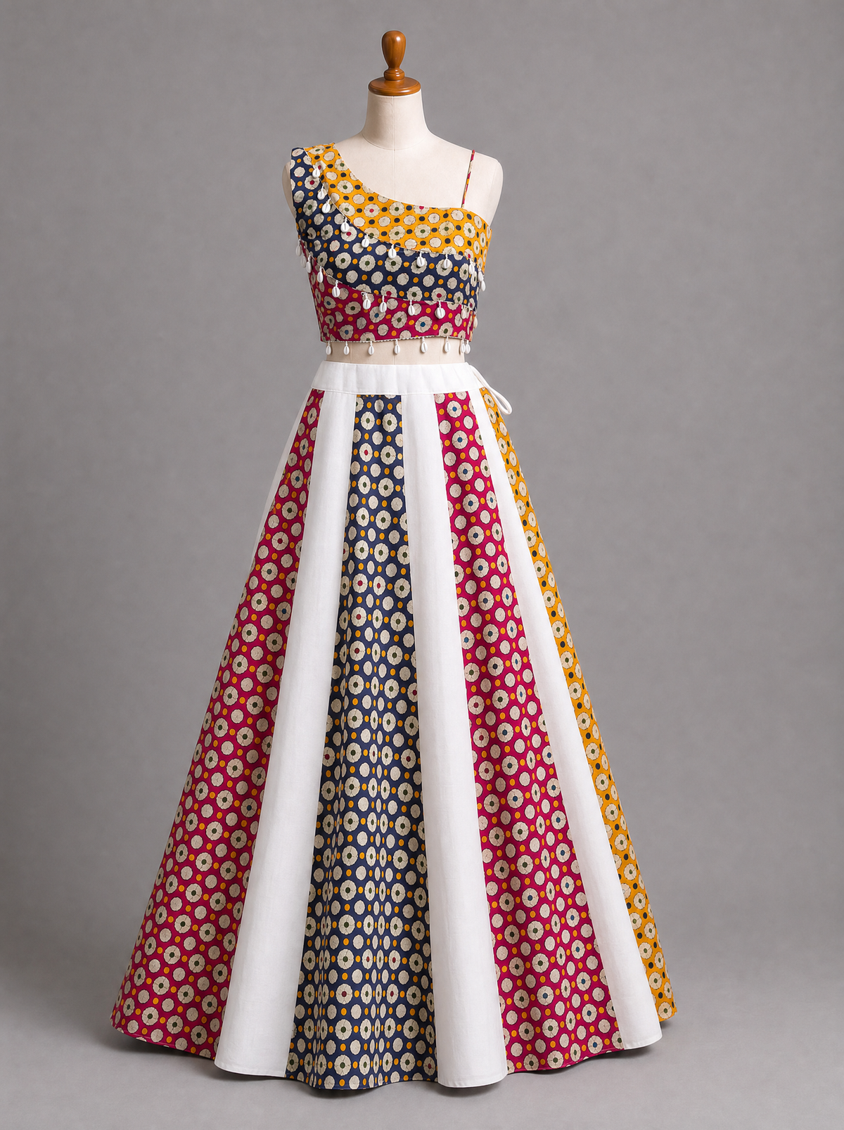 Multicolor Printed Panel Lehenga Choli with Embellished Details
