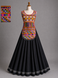 Black Multicolor Mirrorwork Embroidered Navratri Chaniya Choli