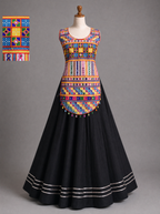 Multicolor Geometric Mirror Work Chaniya Choli