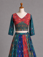 Multicolor Printed Traditional Chaniya Choli with Purple Dupatta for Navratri