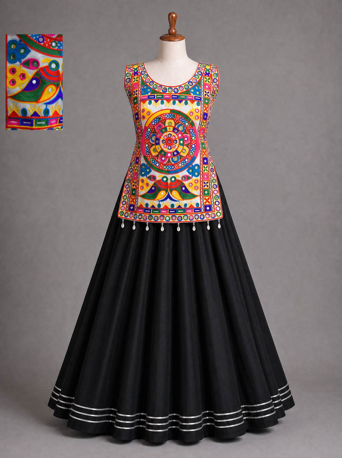 Colorful Mandala Mirror Work Chaniya Choli