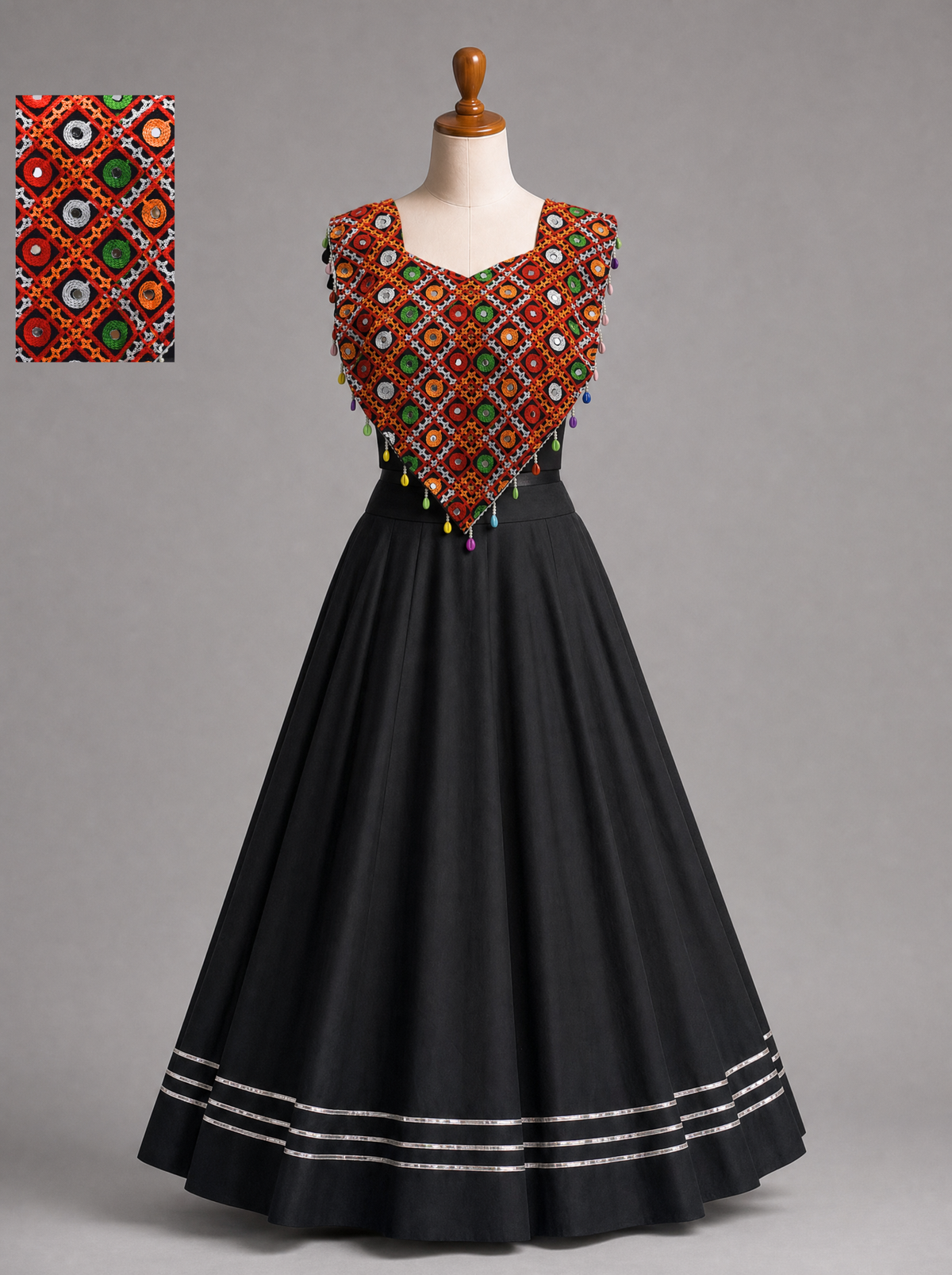Black Mirrorwork Geometric Navratri Chaniya Choli