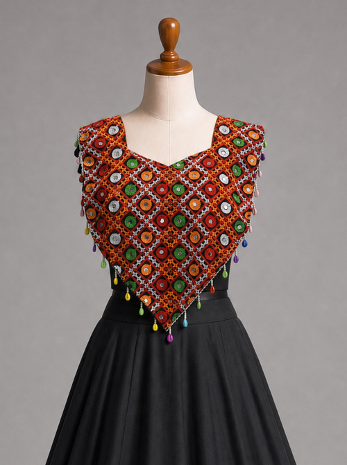 Black Mirrorwork Geometric Navratri Chaniya Choli
