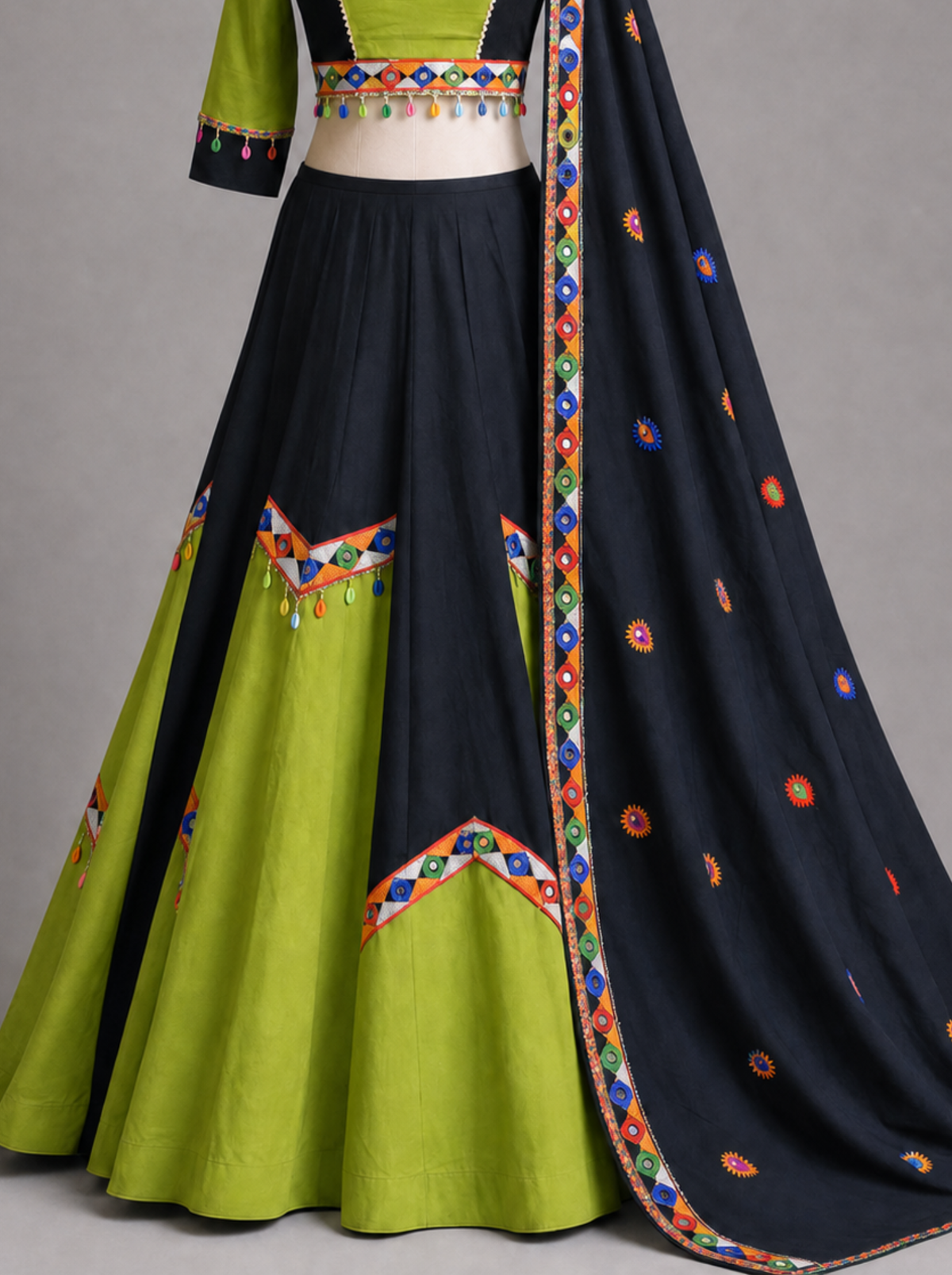 Black & Green Traditional Embroidered Chaniya Choli for Navratri