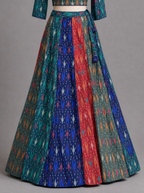 Multicolor Printed Traditional Chaniya Choli with Purple Dupatta for Navratri