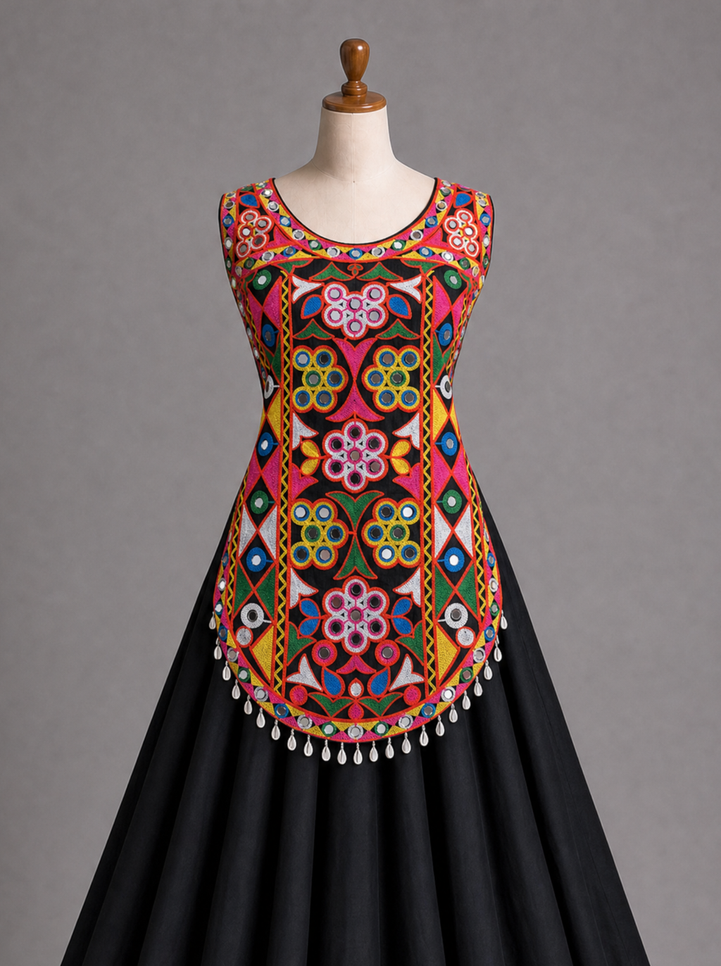 Colorful Floral Mirror Work Chaniya Choli