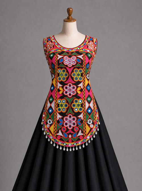 Colorful Floral Mirror Work Chaniya Choli