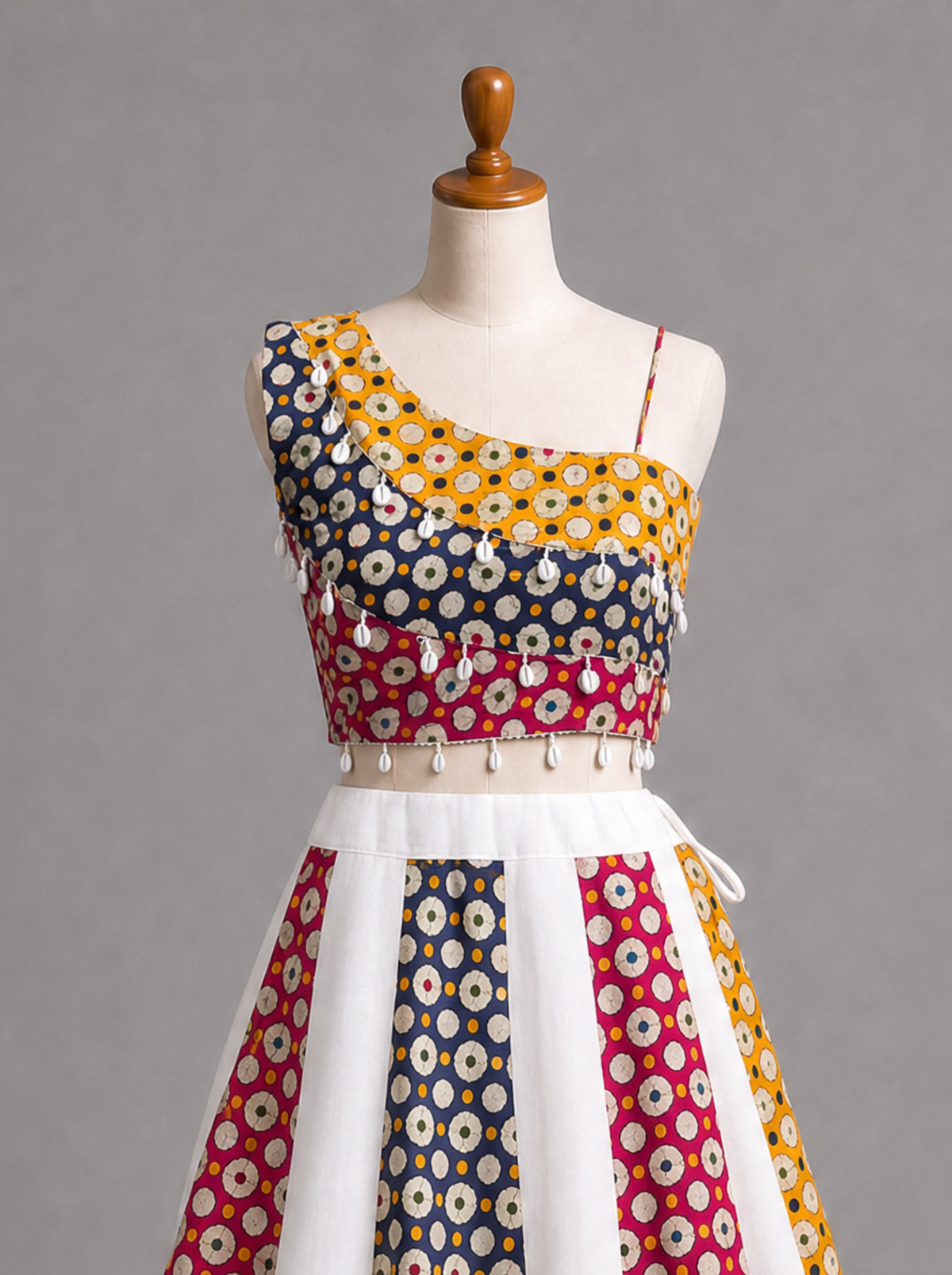 Multicolor Printed Panel Lehenga Choli with Embellished Details