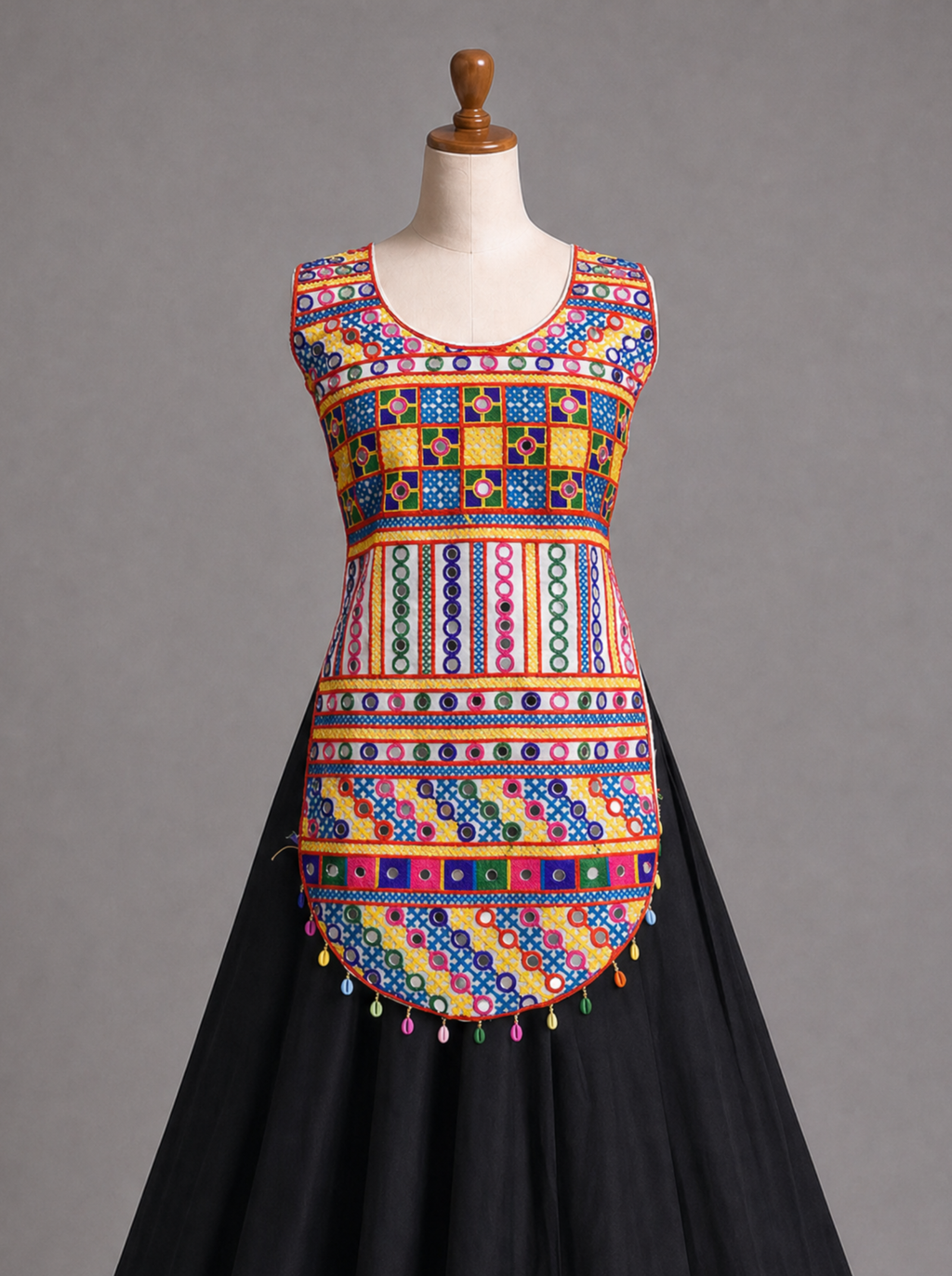 Multicolor Geometric Mirror Work Chaniya Choli