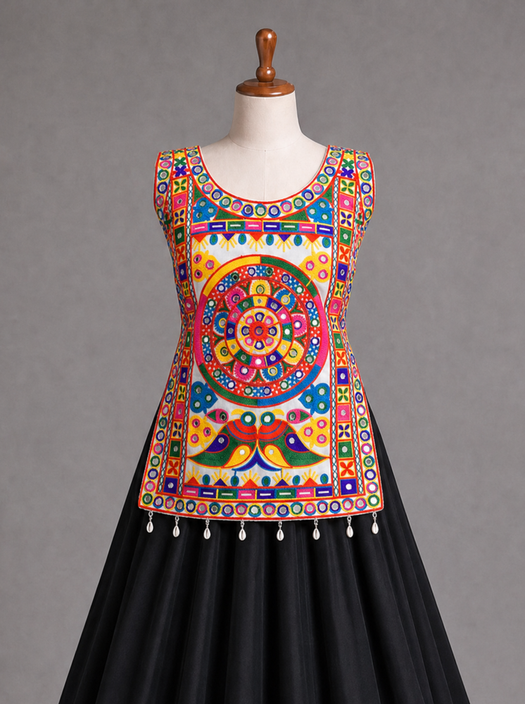 Colorful Mandala Mirror Work Chaniya Choli