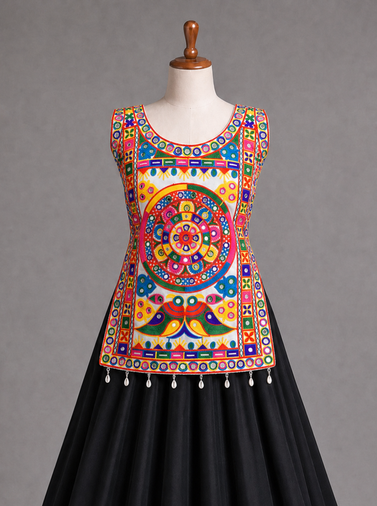 Colorful Mandala Mirror Work Chaniya Choli