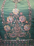 Teal Green Beaded Floral Lehenga with Traditional Embroidery