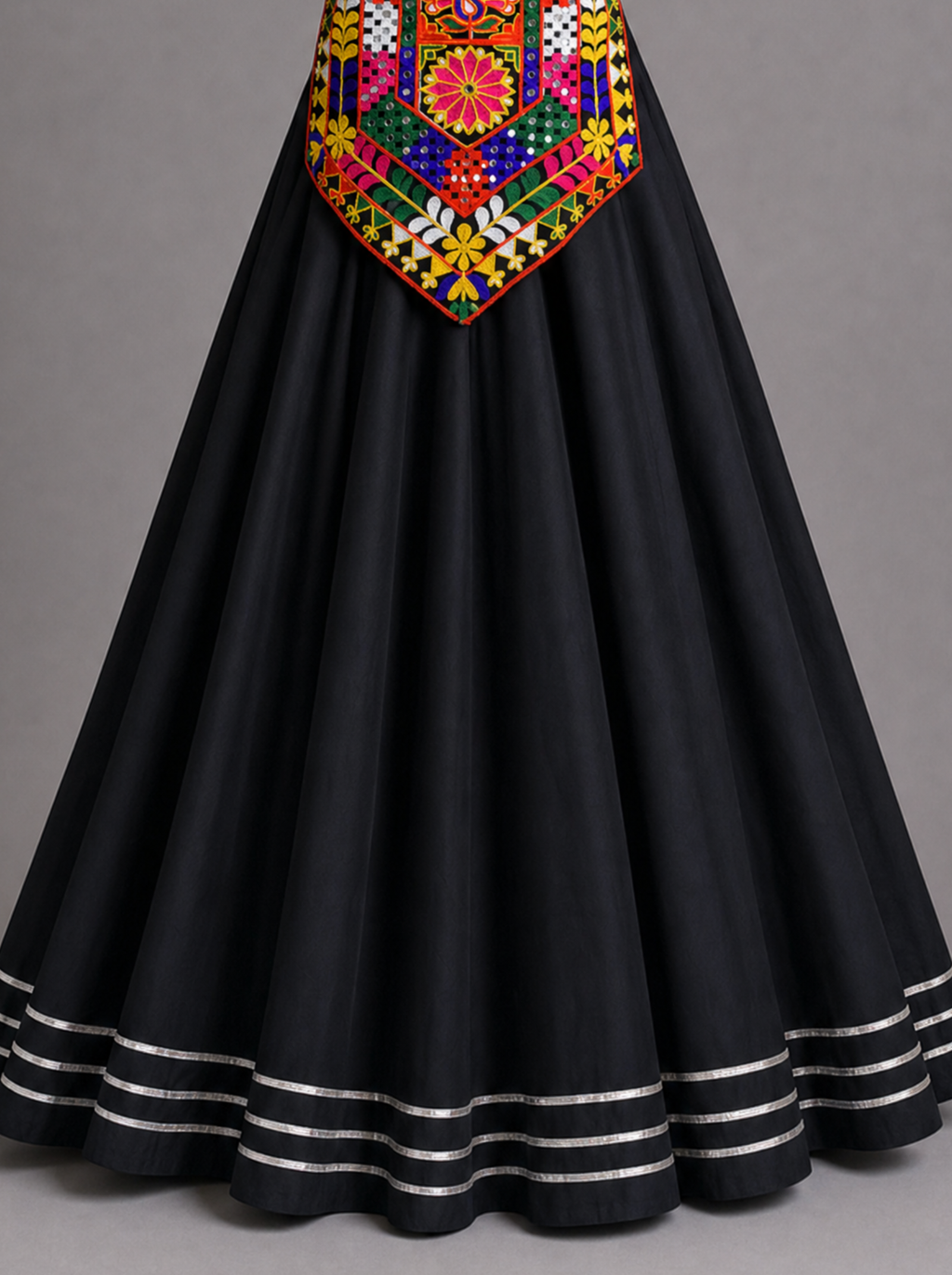 Traditional Multicolor Peacock Mirror Work Chaniya Choli