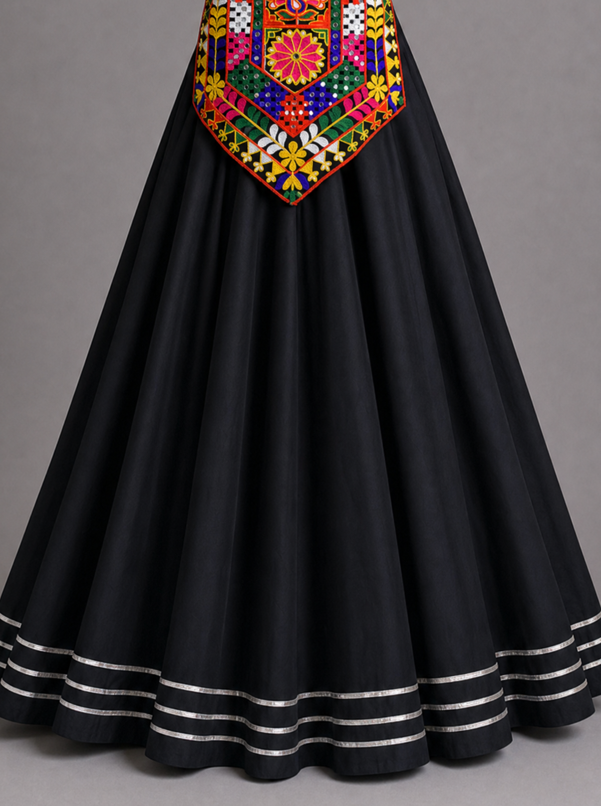 Traditional Multicolor Peacock Mirror Work Chaniya Choli