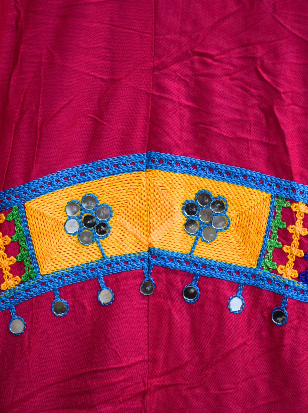 Rani Pink Mirrorwork Bandhani-Inspired Navratri Chaniya Choli