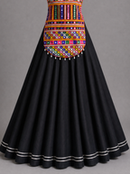 Black Multicolor Mirrorwork Embroidered Navratri Chaniya Choli