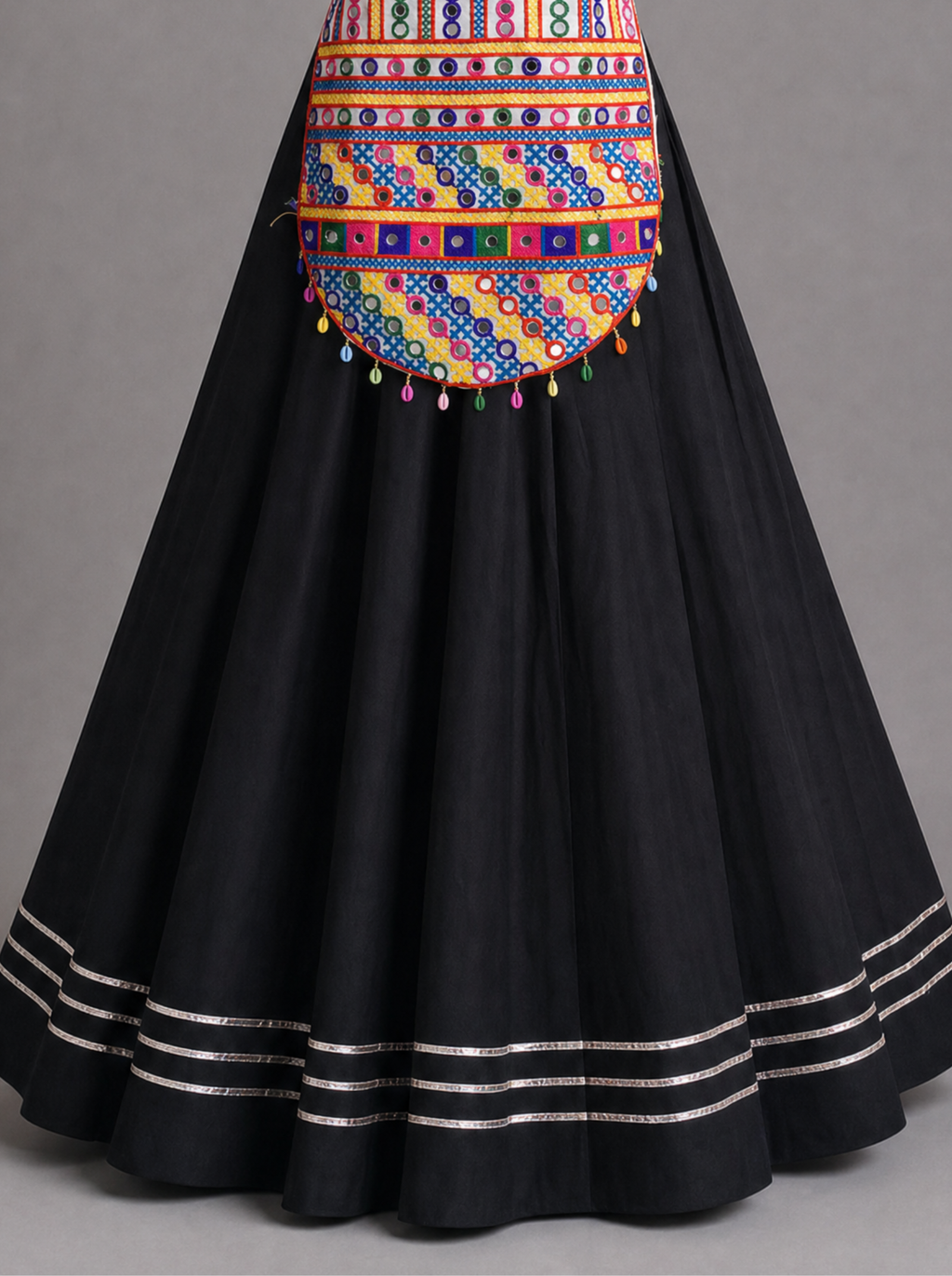 Multicolor Geometric Mirror Work Chaniya Choli