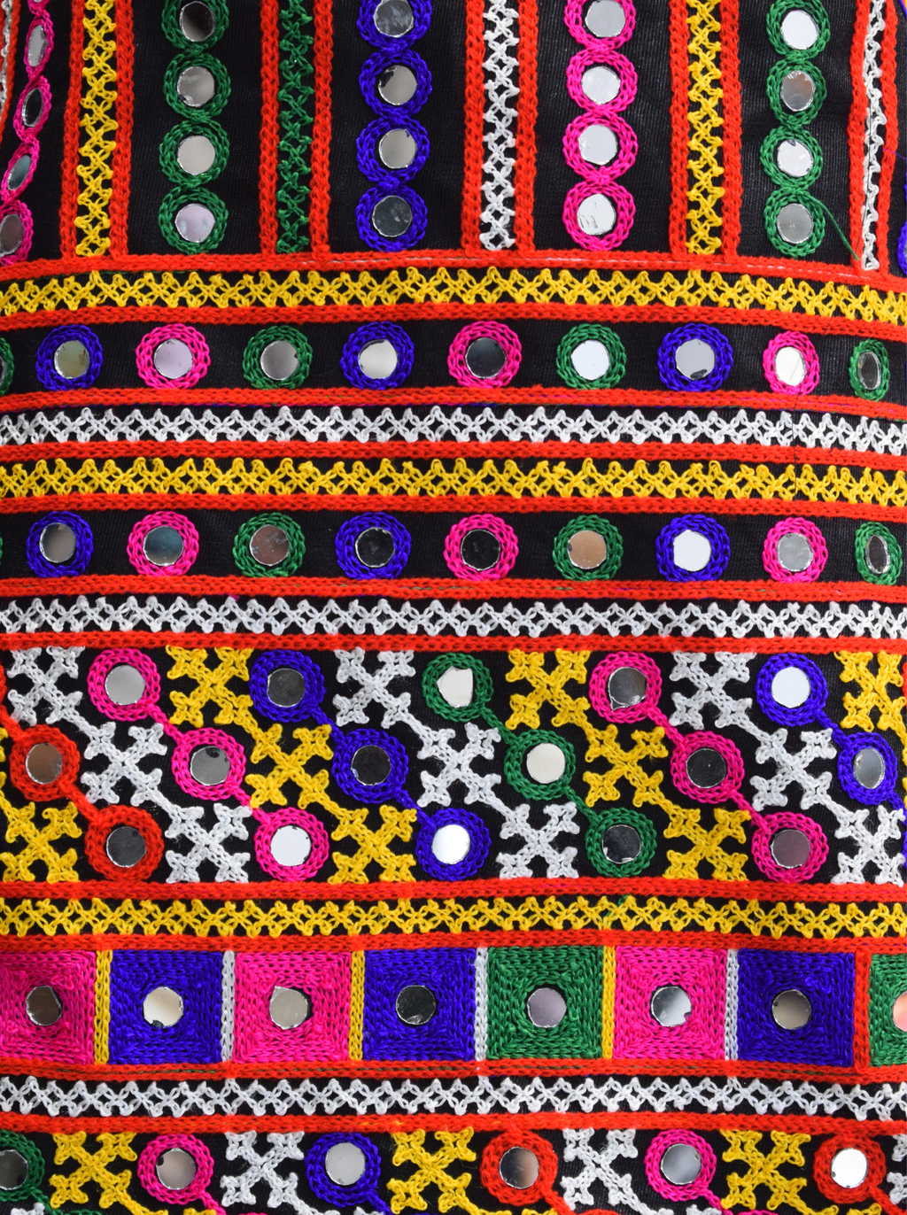 Black Multicolor Mirrorwork Embroidered Navratri Chaniya Choli