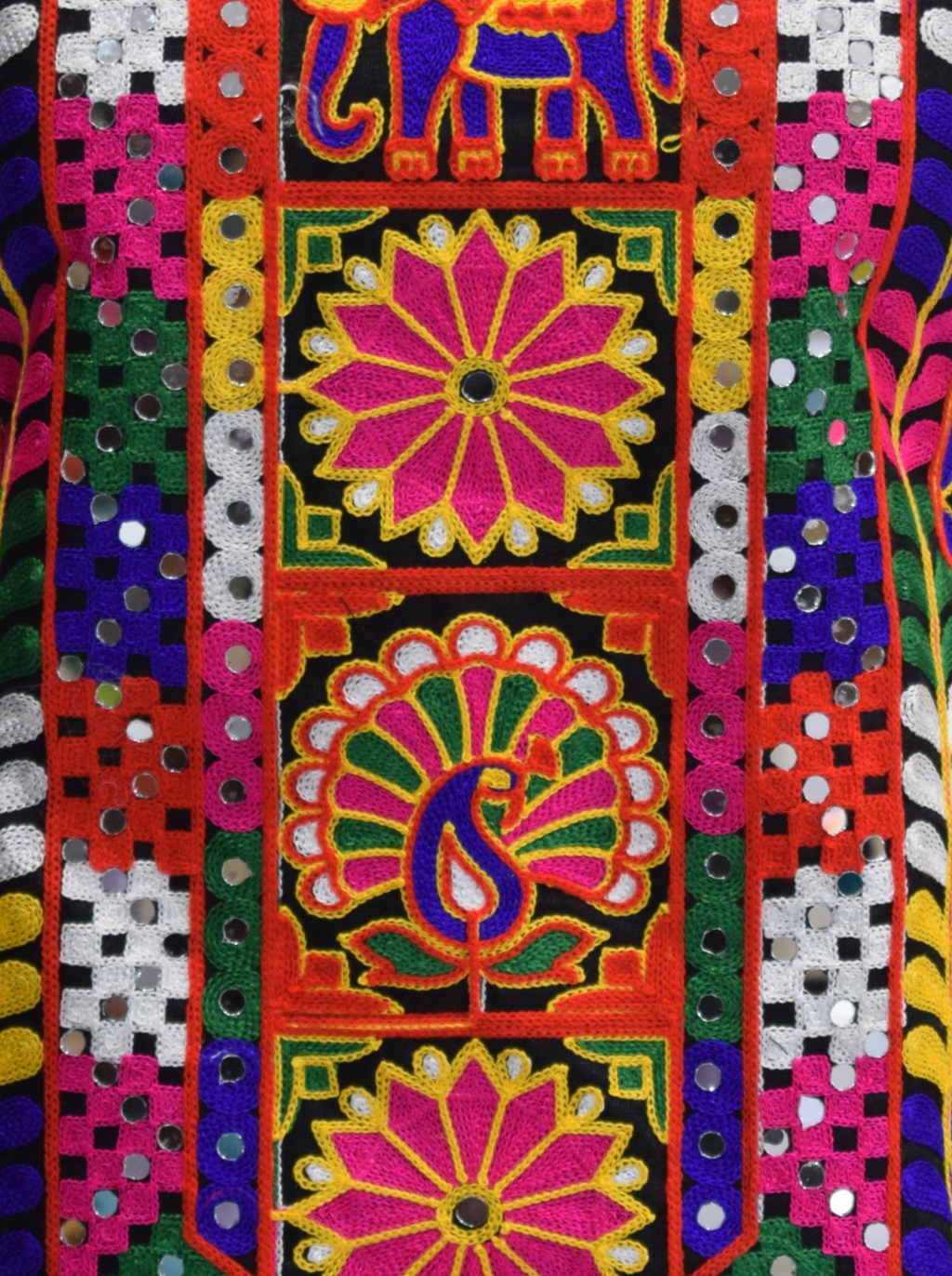 Traditional Multicolor Peacock Mirror Work Chaniya Choli