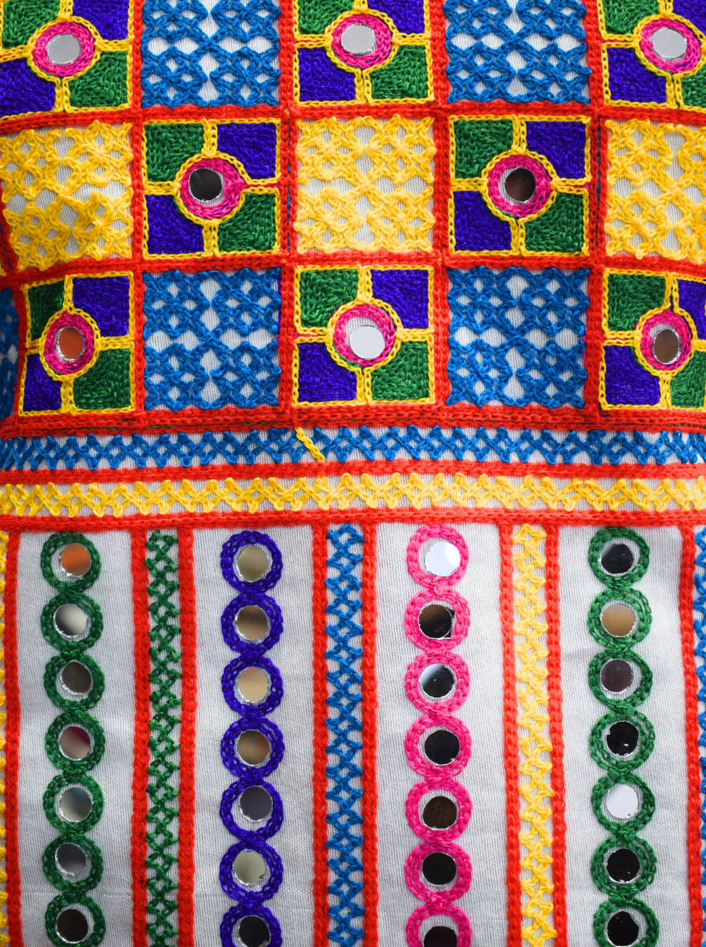 Multicolor Geometric Mirror Work Chaniya Choli