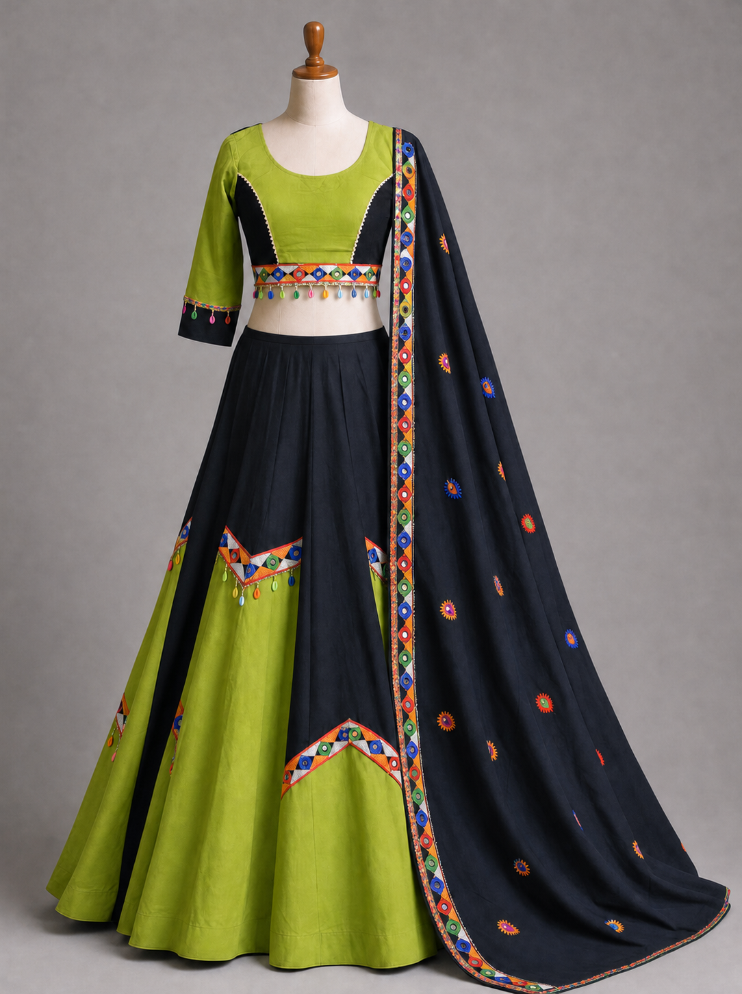 Black & Green Traditional Embroidered Chaniya Choli for Navratri