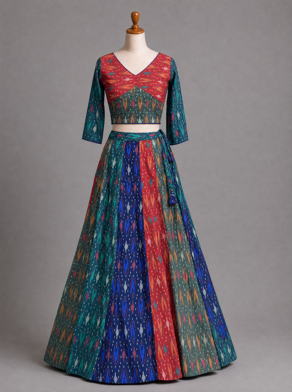 Multicolor Printed Traditional Chaniya Choli with Purple Dupatta for Navratri