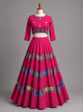 Rani Pink Mirrorwork Bandhani-Inspired Navratri Chaniya Choli